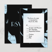 ブラックアンドブルーアブストラクトミュージック　RSVP（出欠確認）　メニュー選択肢2 出欠カード (正面/裏面)
