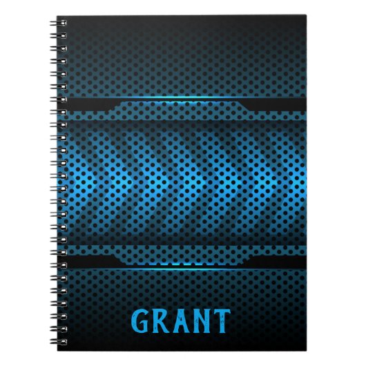 ブラックアンドブルーカーボンファイバーカーモノグラム ノートブック (正面)