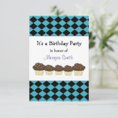 ブラックアンドブルーダイヤモンド誕生日招待状 招待状 (スタンド正面)