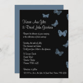 ブラックアンドブルーバタフライ結婚式招待状 招待状 (正面/裏面)