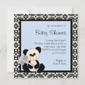 ブラックアンドブルーパンダベビーシャワー招待状 招待状 (裏面)