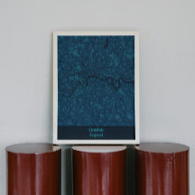 ブラックアンドブルーミニマリストのロンドンシティポスター