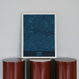 ブラックアンドブルーミニマリストのロンドンシティポスター ポスター