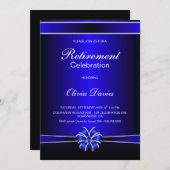 ブラックアンドブルーリタイアメントお祝い 招待状 (正面/裏面)