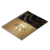 ブラックアンドブロンズグリッターグラムトレンディーシックカスタム ノートブック (左側)