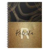 ブラックアンドブロンズグリッターグラムトレンディーシックカスタム ノートブック (正面)