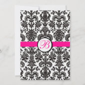 ブラックアンドホットピンクダマスクウェディング招待状 招待状 (裏面)