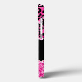 ブラックアンドホットピンクヒョウのスポットグレームモノグラム Case-Mate iPhoneケース (裏面 / 左)