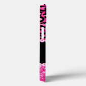 ブラックアンドホットピンクヒョウのスポットグレームモノグラム Case-Mate iPhoneケース (裏面 / 右)