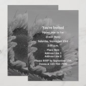 ブラックアンドホワイトのひまわりパーティー 招待状 (正面/裏面)