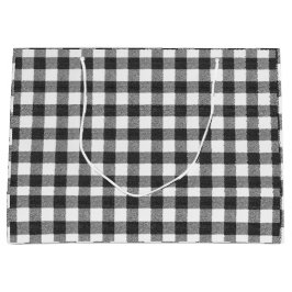 ブラックアンドホワイトのギンガムチェックのルースドファームハウススタイル ラージペーパーバッグ