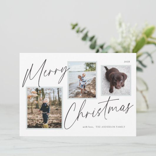 ブラックアンドホワイトのクリスマス写真 シーズンカード (スタンド正面)