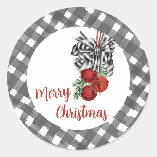 ブラックアンドホワイトのクリスマス ラウンドシール (正面)