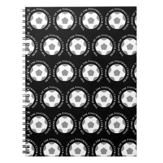 ブラックアンドホワイトのサッカーチーム ノートブック (正面)