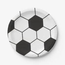 ブラックアンドホワイトのサッカーボール幾何学模様  ペーパープレート