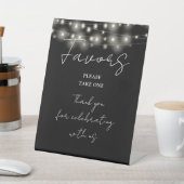 ブラックアンドホワイトのストリングライト 現代のスクリプト favors 台座サイン (インサイチュ)