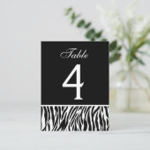 ブラックアンドホワイトのゼブラ柄 ウェディングテーブルナンバーカード ポストカード (スタンド正面)