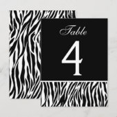 ブラックアンドホワイトのゼブラ柄 ウェディングテーブルナンバーカード ポストカード (正面/裏面)