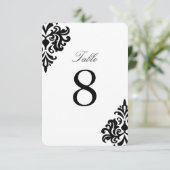 ブラックアンドホワイトのダマスクテーブルナンバー 招待状 (スタンド正面)