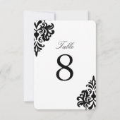 ブラックアンドホワイトのダマスクテーブルナンバー 招待状 (裏面)