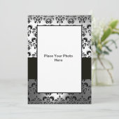 ブラックアンドホワイトのダマスク写真テンプレート 招待状 (スタンド正面)