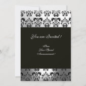 ブラックアンドホワイトのダマスク写真テンプレート 招待状 (裏面)