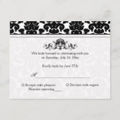 ブラックアンドホワイトのダマスク返信カード 出欠カード (裏面)