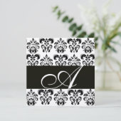 ブラックアンドホワイトのダマスク モノグラム チャンピージュエリー 招待状 (スタンド正面)