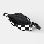 ブラックアンドホワイトのチェッカーボードハート ファニーパック (見開き)