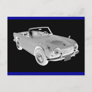 ブラックアンドホワイトのトライアンフ TR4 スポーツカー ポストカード