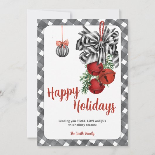 ブラックアンドホワイトのノエルクリスマスカード シーズンカード (正面)