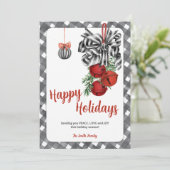 ブラックアンドホワイトのノエルクリスマスカード シーズンカード (スタンド正面)