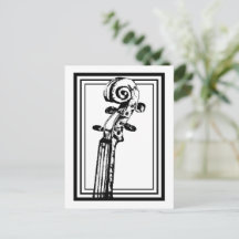 ブラックアンドホワイトのバイオリン・スクロール（黒い輪郭）