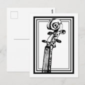 ブラックアンドホワイトのバイオリン・スクロール（黒い輪郭） ポストカード (正面/裏面)