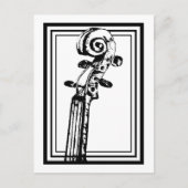 ブラックアンドホワイトのバイオリン・スクロール（黒い輪郭） ポストカード (正面)