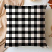 ブラックアンドホワイトのルースチックバフファロープライドチェック クッション