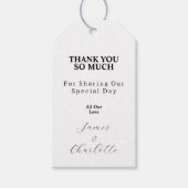 ブラックアンドホワイトの写真 結婚式の感謝の品 ギフトタグ (正面)