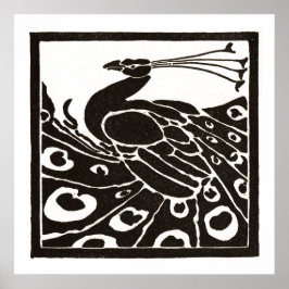 ブラックアンドホワイトの孔雀 ポスター