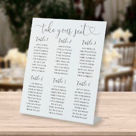 ブラックアンドホワイトの席次表テーブルナンバー 台座サイン