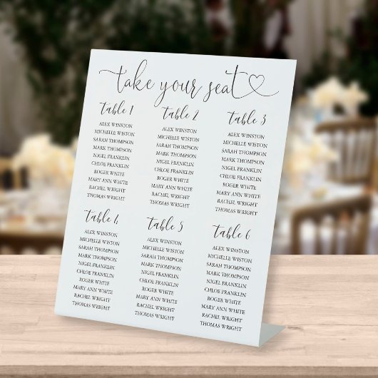 ブラックアンドホワイトの席次表テーブルナンバー 台座サイン