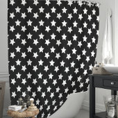 ブラックアンドホワイトの星 シャワーカーテン