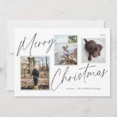 ブラックアンドホワイトの楽しいクリスマスの写真 シーズンカード (正面)
