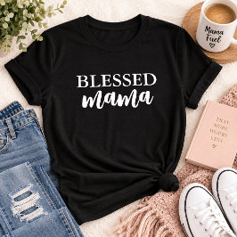 ブラックアンドホワイトの祝福されたママ Tシャツ