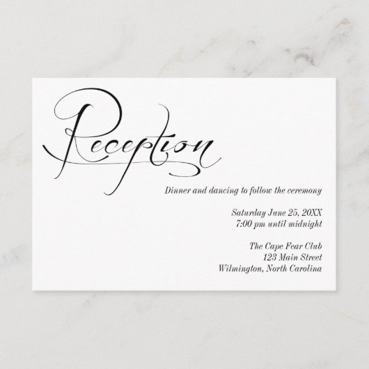 ブラックアンドホワイトの結婚式の受付詳細カード エンクロージャーカード (正面)