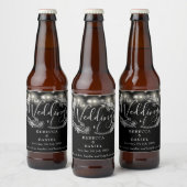 ブラックアンドホワイトの結婚式の花のつるす照明 ビールラベル (ボトル)