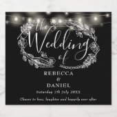 ブラックアンドホワイトの結婚式の花のつるす照明 ビールラベル (シングルラベル)