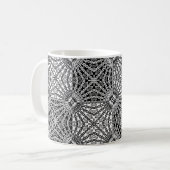 ブラックアンドホワイトの鏡のような曼荼羅 2 コーヒーマグカップ (正面左)