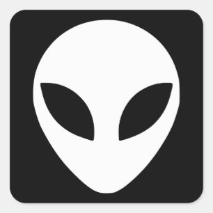 ブラックアンドホワイトエイリアンヘッド スクエアシール