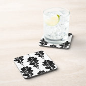 ブラックアンドホワイトオークリーフプリント コースター (右側)