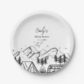 ブラックアンドホワイトキャンプブライダルシャワー ペーパープレート (正面)